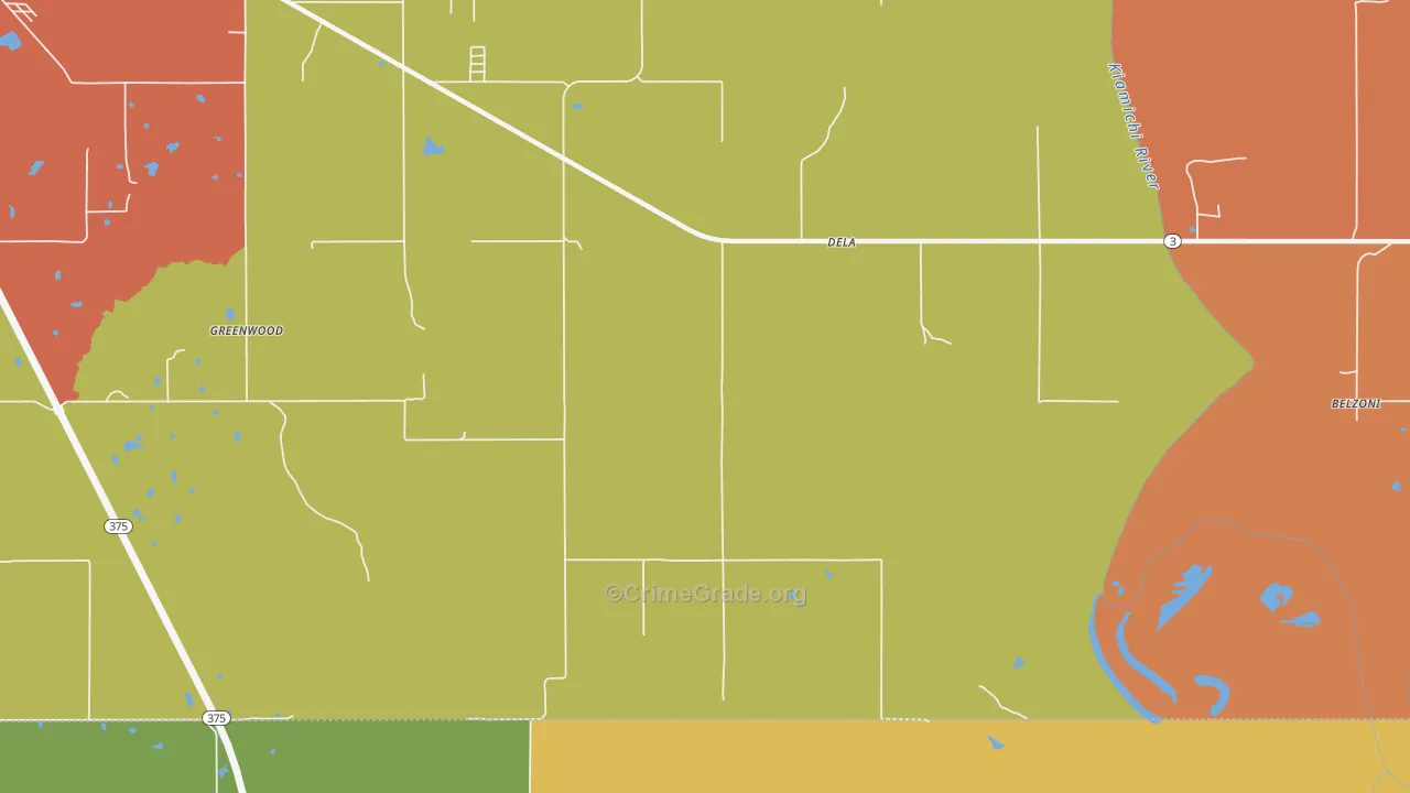 Dela, OK Map of Drug-Related Crime Rates