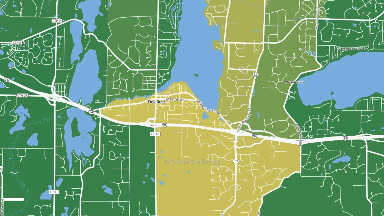 Delafield, WI Map of Drug-Related Crime Rates