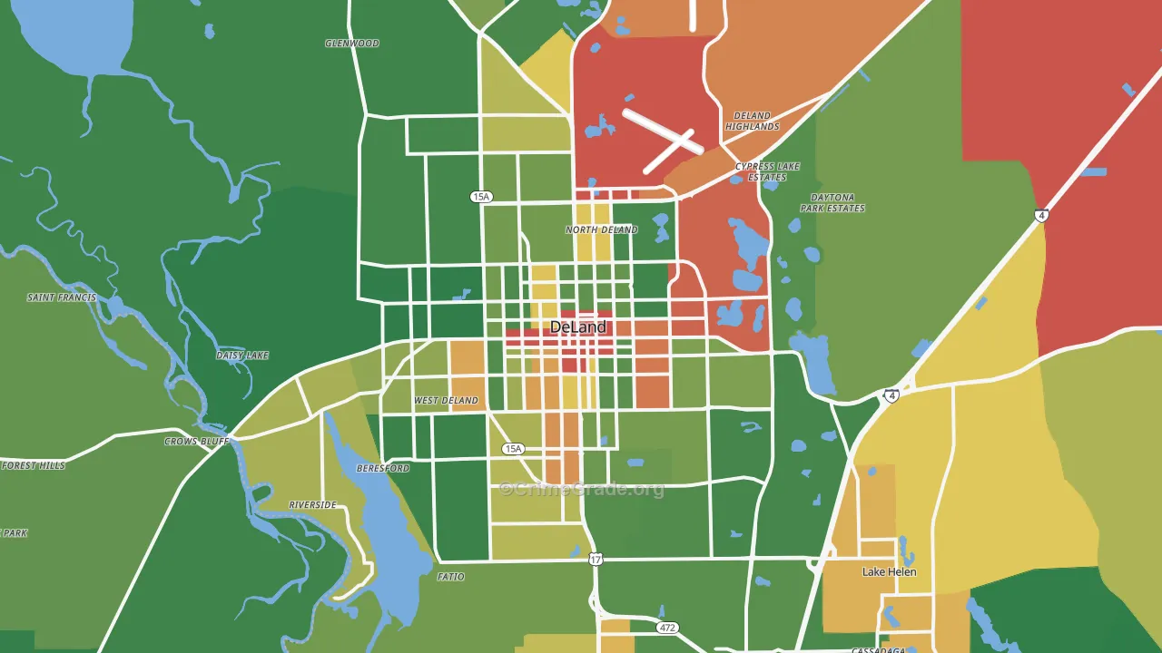 DeLand, FL Map of Drug-Related Crime Rates