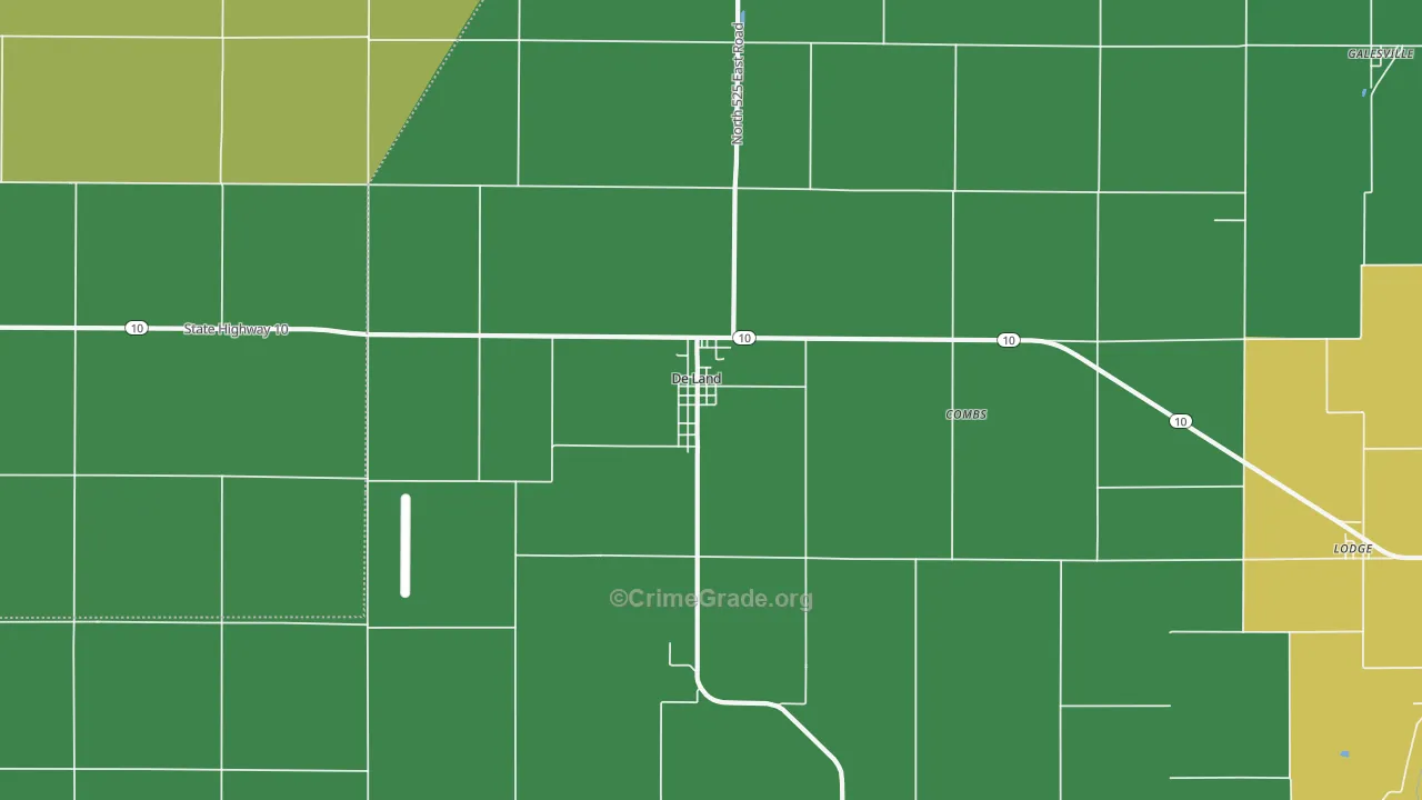 DeLand, IL Map of Drug-Related Crime Rates