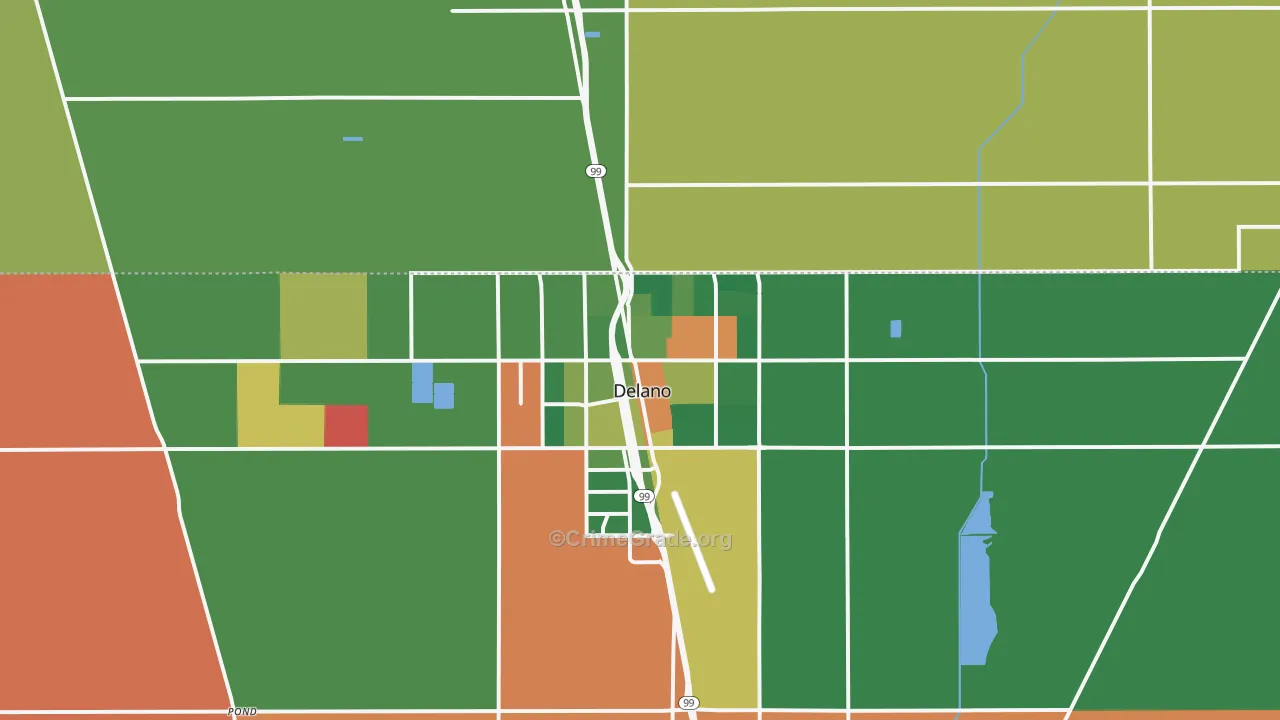 Delano, CA Map of Drug-Related Crime Rates