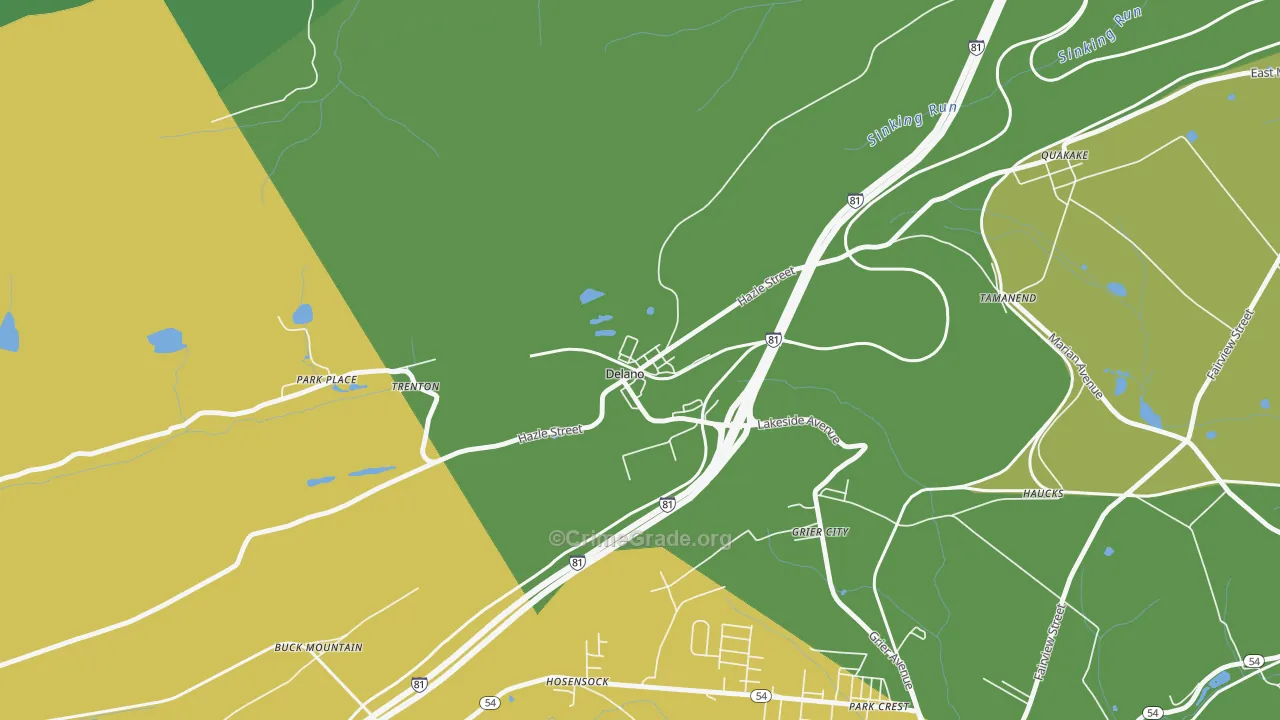 Delano, PA Map of Drug-Related Crime Rates