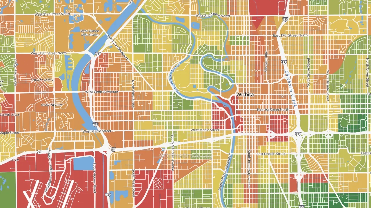 Delano, Wichita, KS Map of Drug-Related Crime Rates