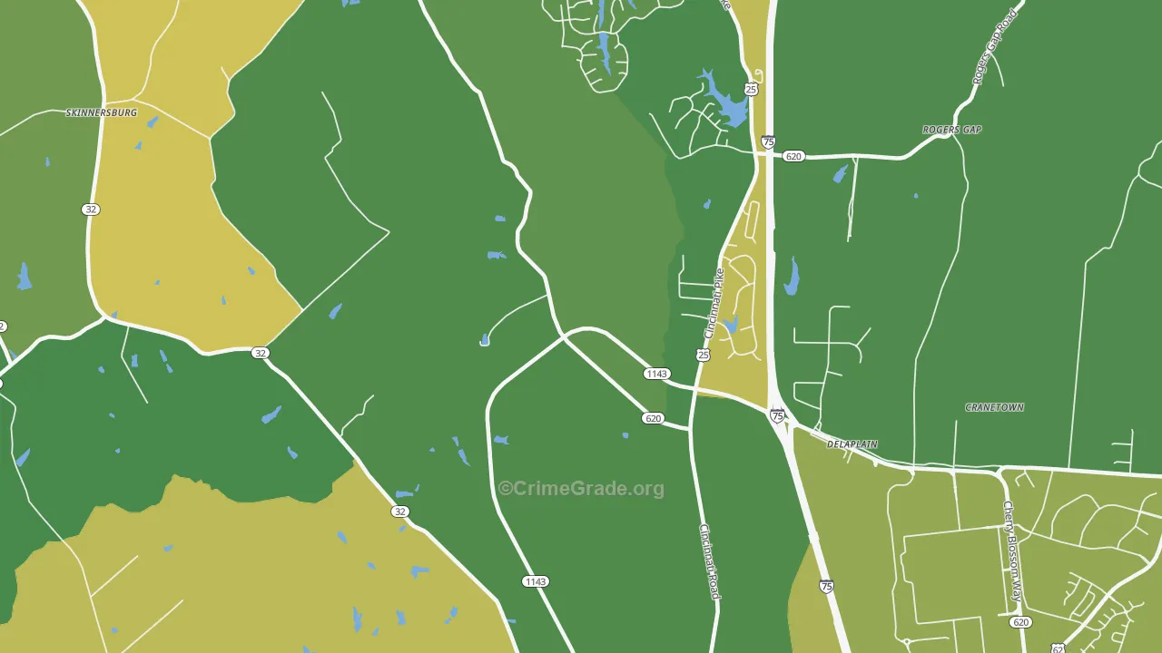 Delaplain, KY Map of Drug-Related Crime Rates
