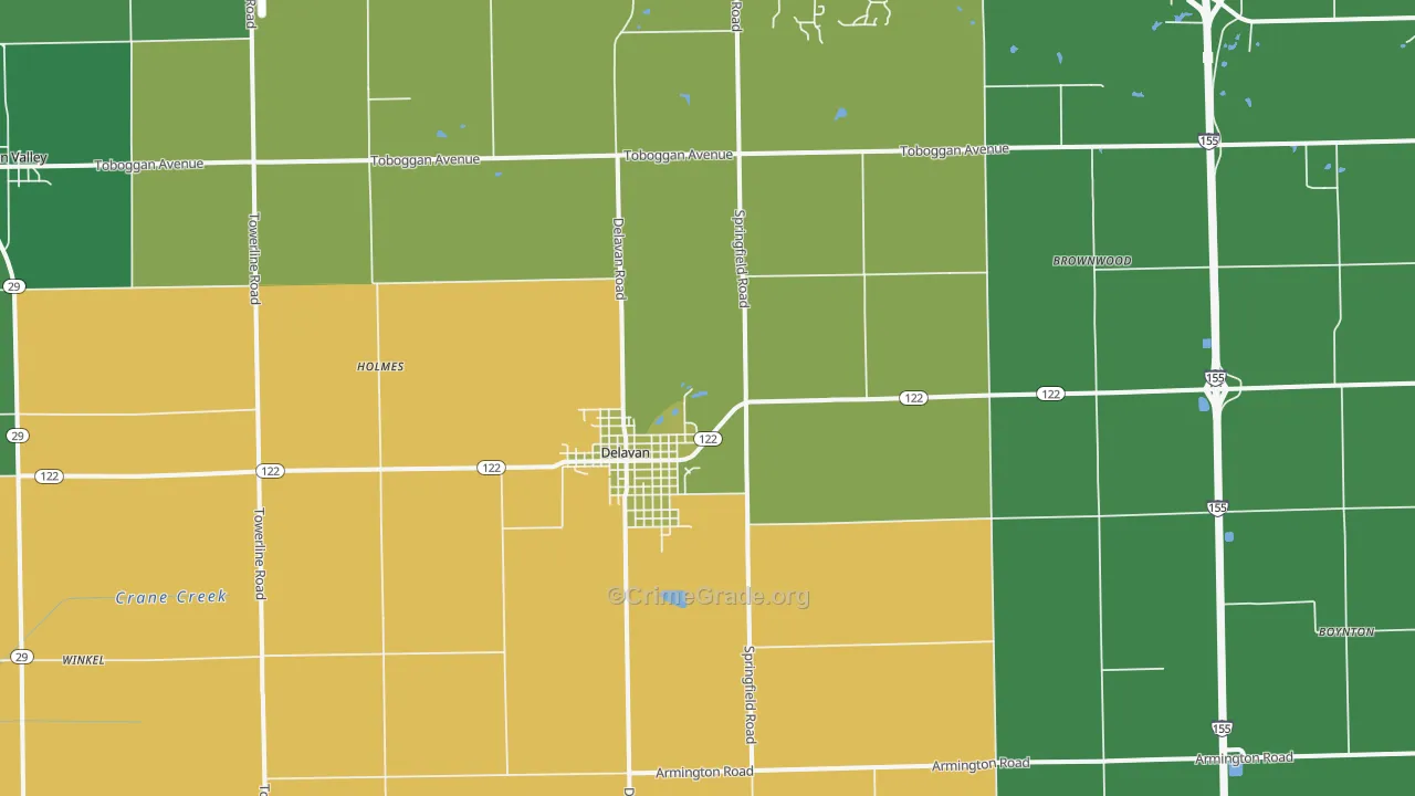 Delavan, IL Map of Drug-Related Crime Rates