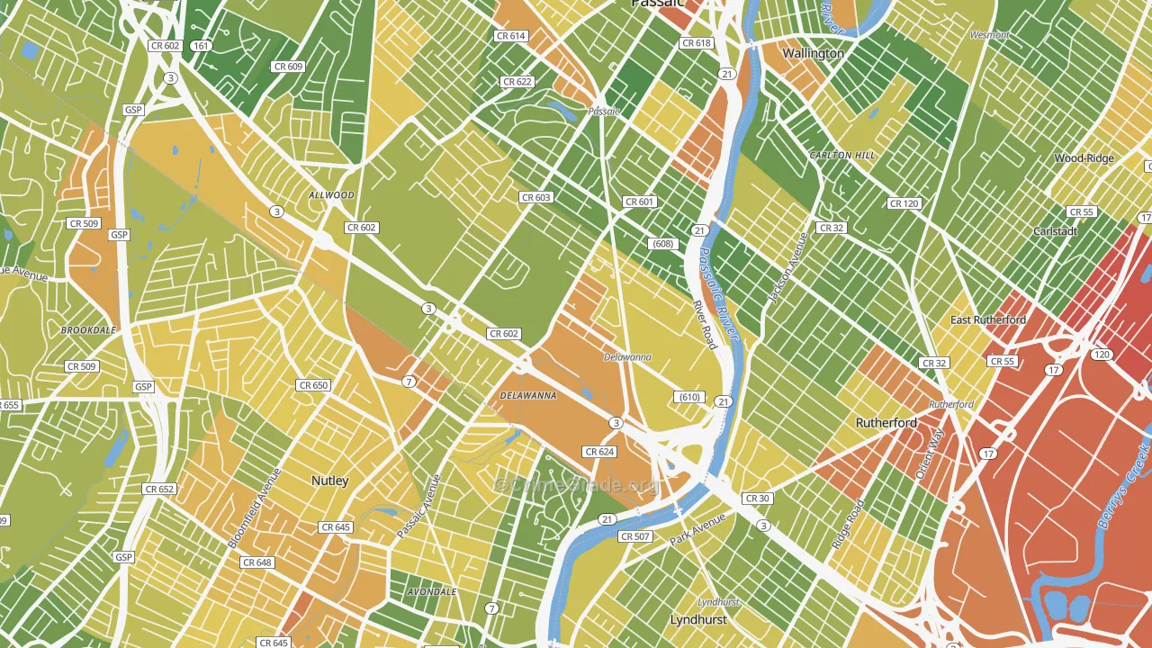 Delawanna, Clifton, NJ Map of Drug-Related Crime Rates