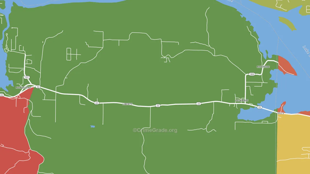 Delaware, AR Map of Drug-Related Crime Rates