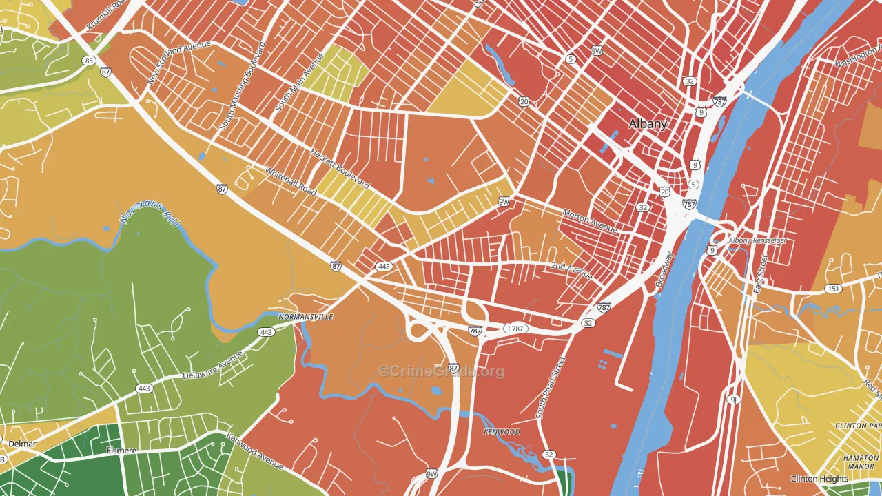 Delaware Avenue, Albany, NY Map of Drug-Related Crime Rates