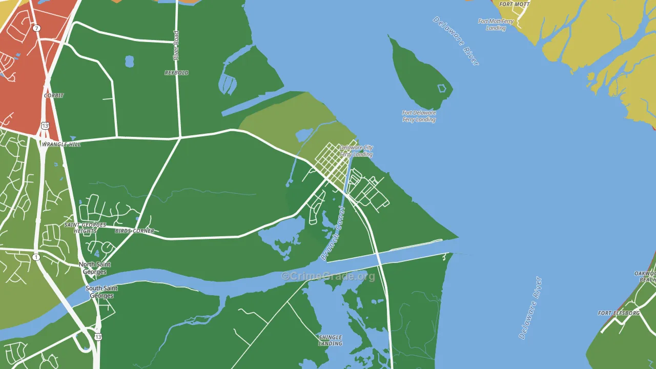 Delaware City, DE Map of Drug-Related Crime Rates