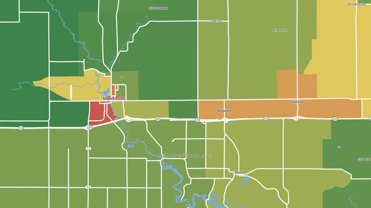 Delaware County, IA Map of Drug-Related Crime Rates