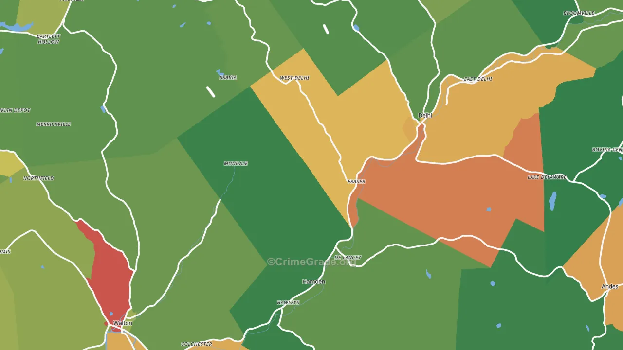 Delaware County, NY Map of Drug-Related Crime Rates