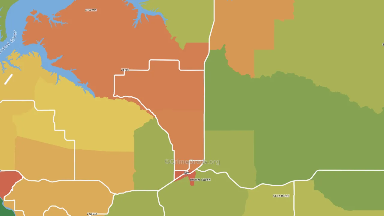 Delaware County, OK Map of Drug-Related Crime Rates