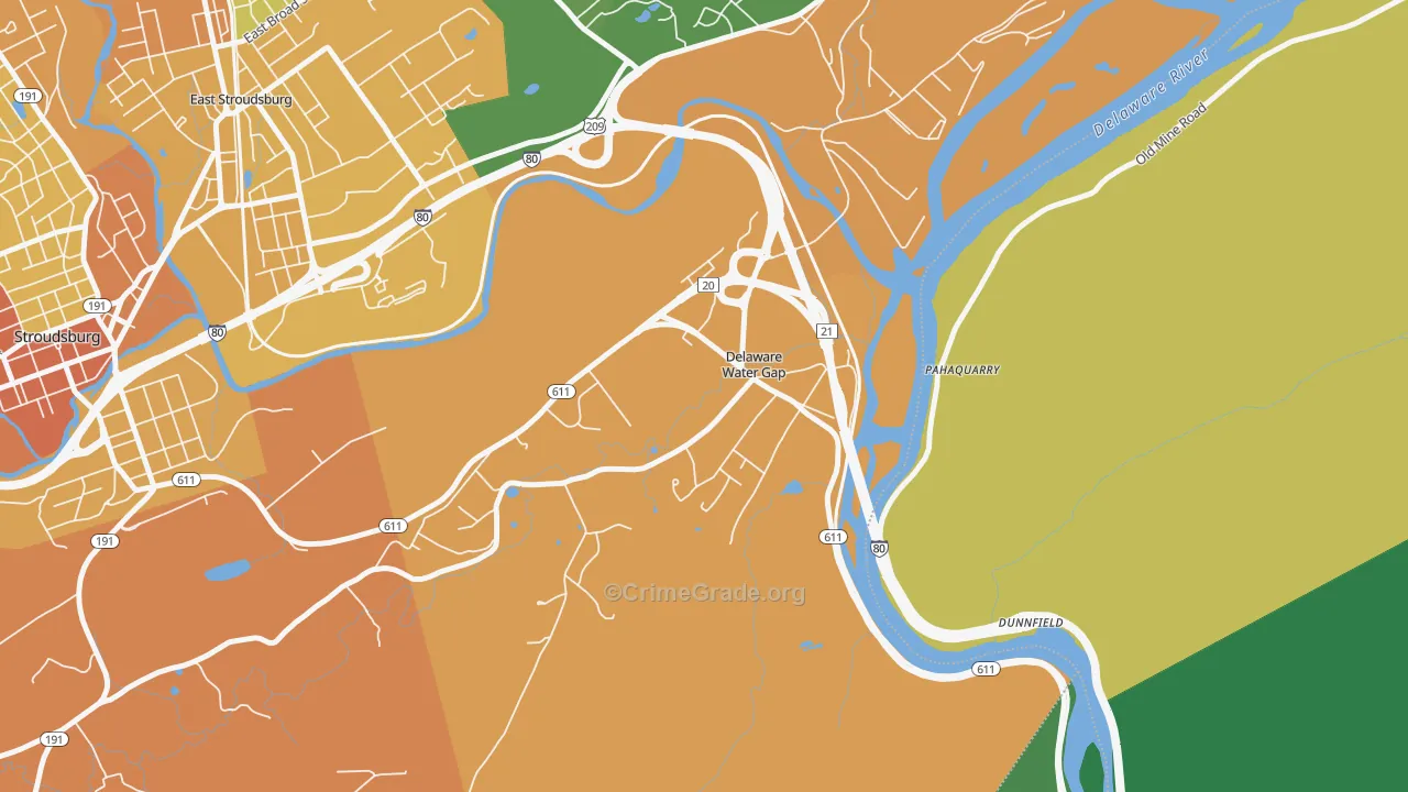 Delaware Water Gap, PA Map of Drug-Related Crime Rates