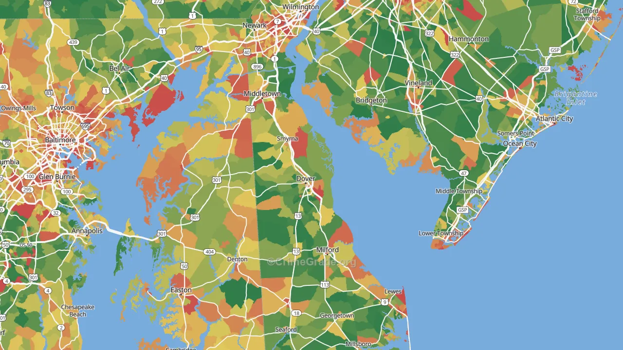Delaware Map of Drug-Related Crime Rates