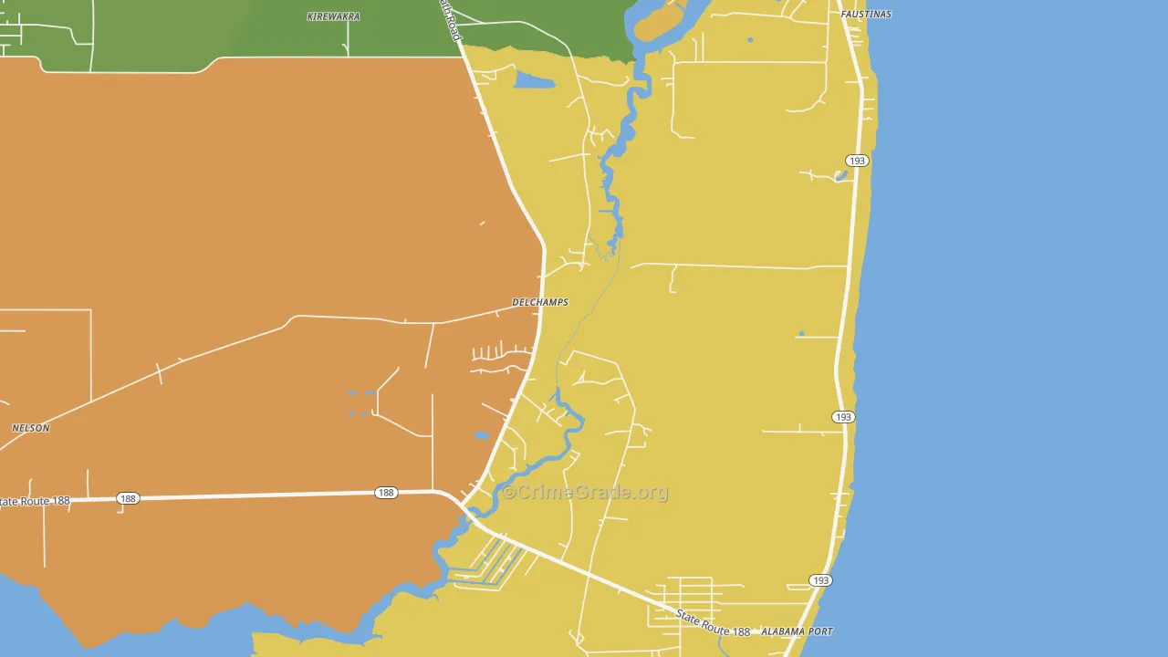Delchamps, AL Map of Drug-Related Crime Rates
