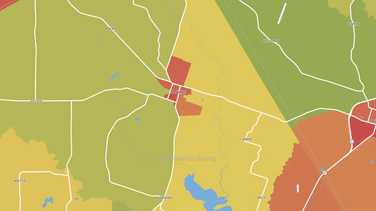 DeLeon, TX Map of Drug-Related Crime Rates