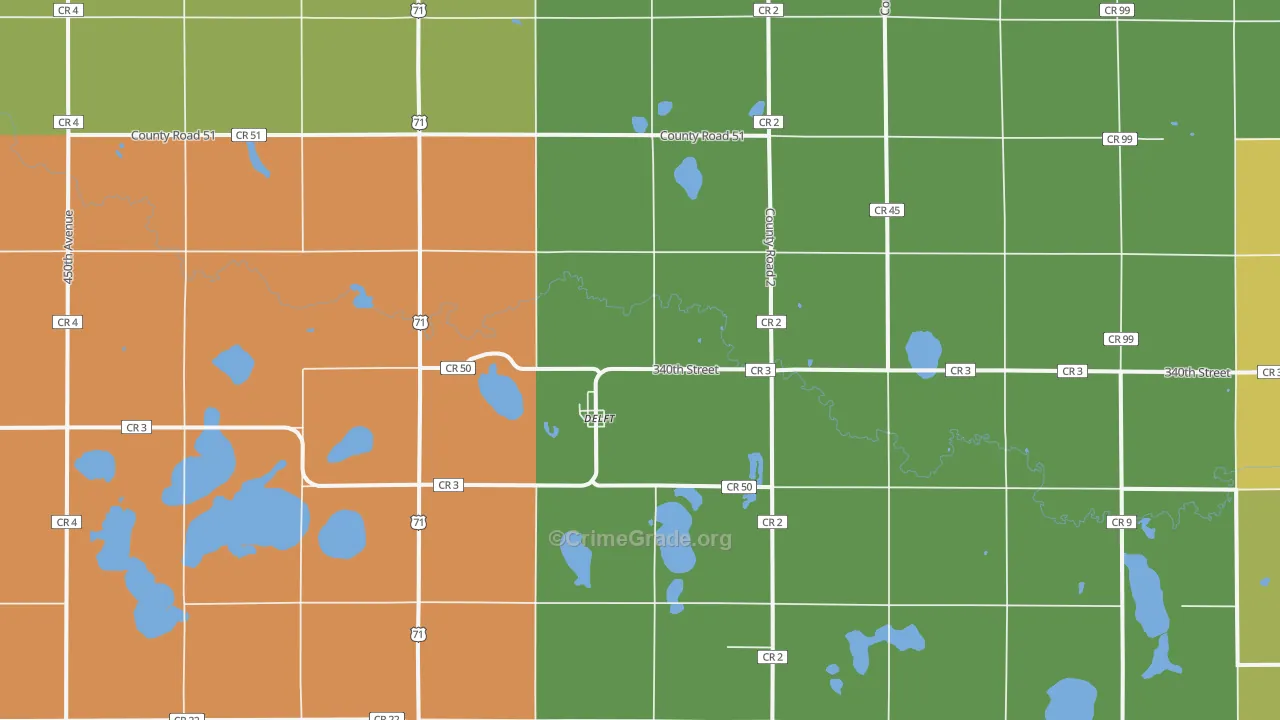 Delft, MN Map of Drug-Related Crime Rates