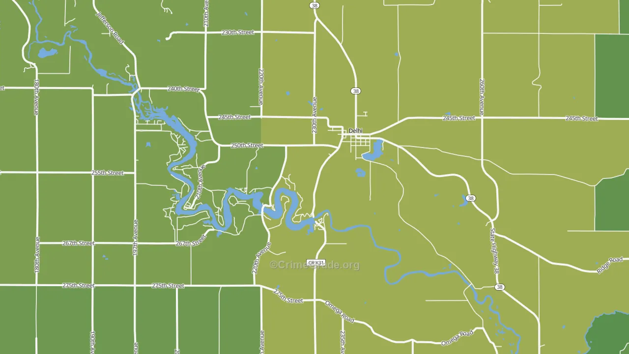 Delhi, IA Map of Drug-Related Crime Rates