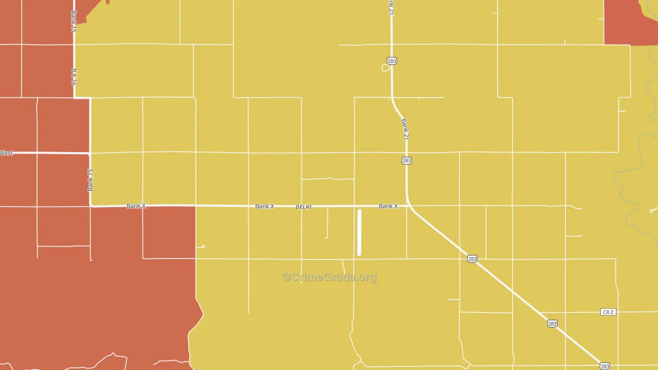 Delhi, OK Map of Drug-Related Crime Rates