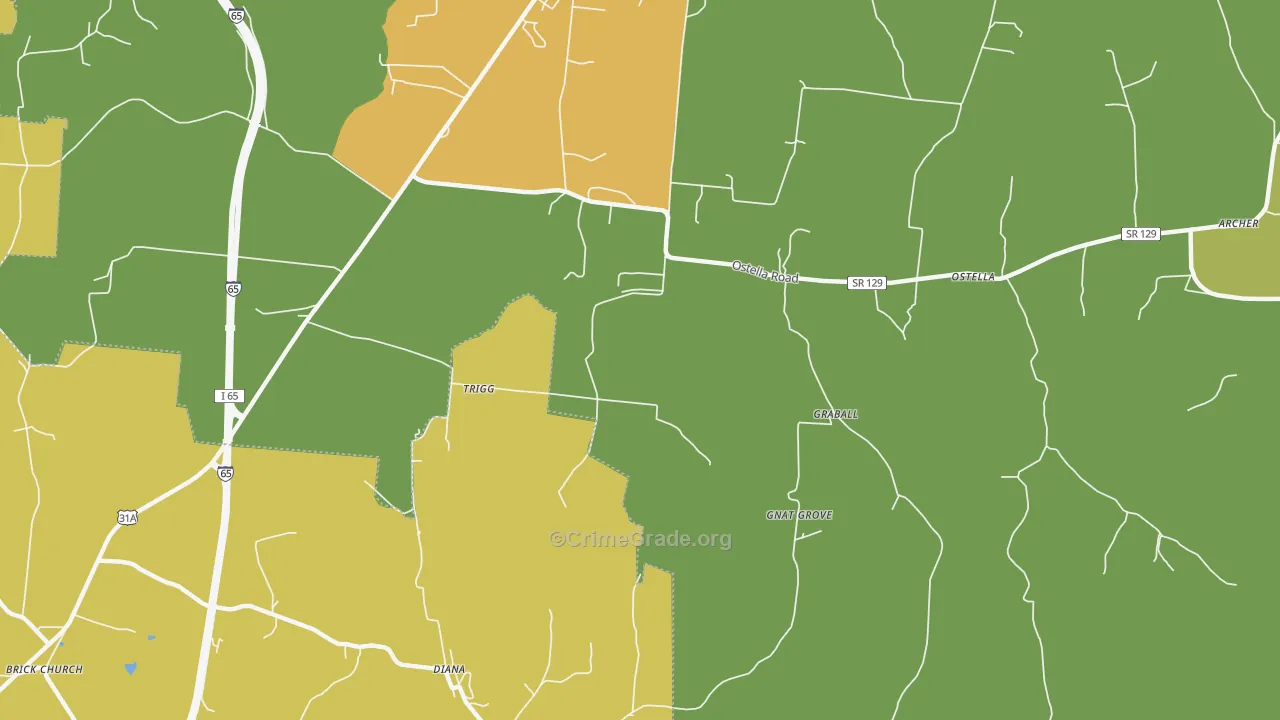 Delina, TN Map of Drug-Related Crime Rates