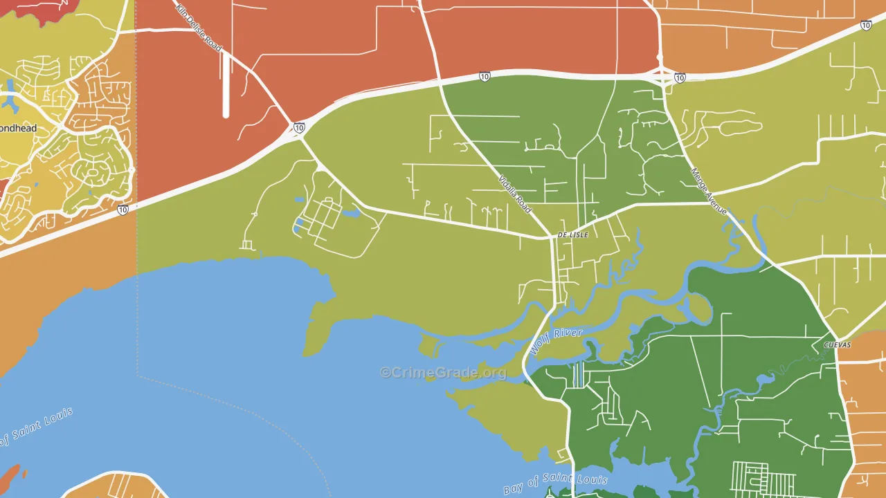 DeLisle, MS Map of Drug-Related Crime Rates
