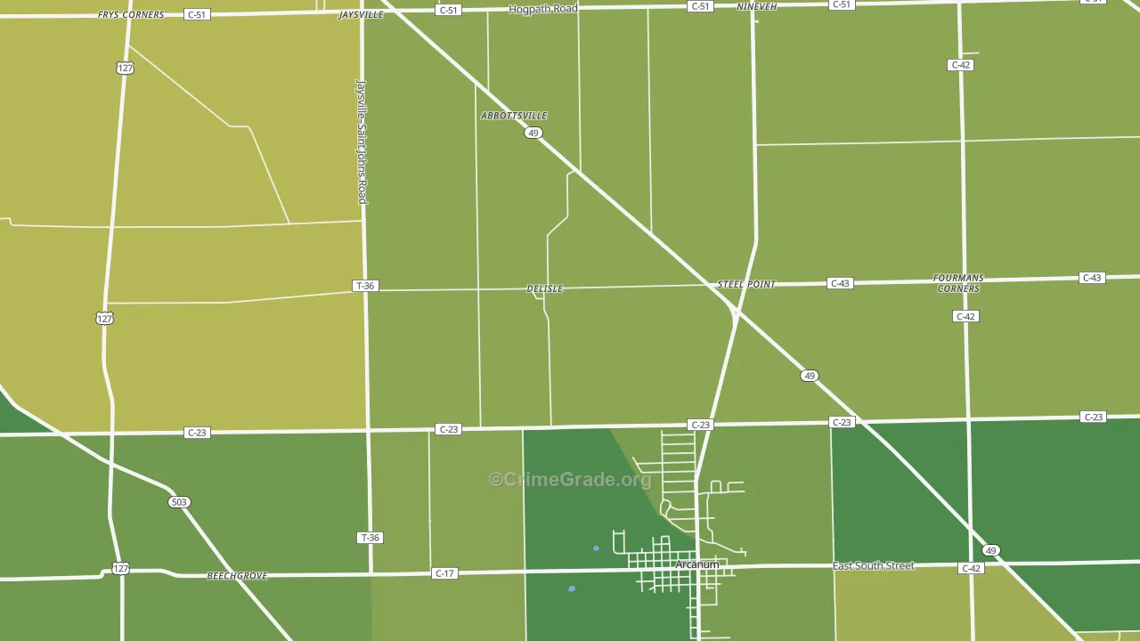 Delisle, OH Map of Drug-Related Crime Rates