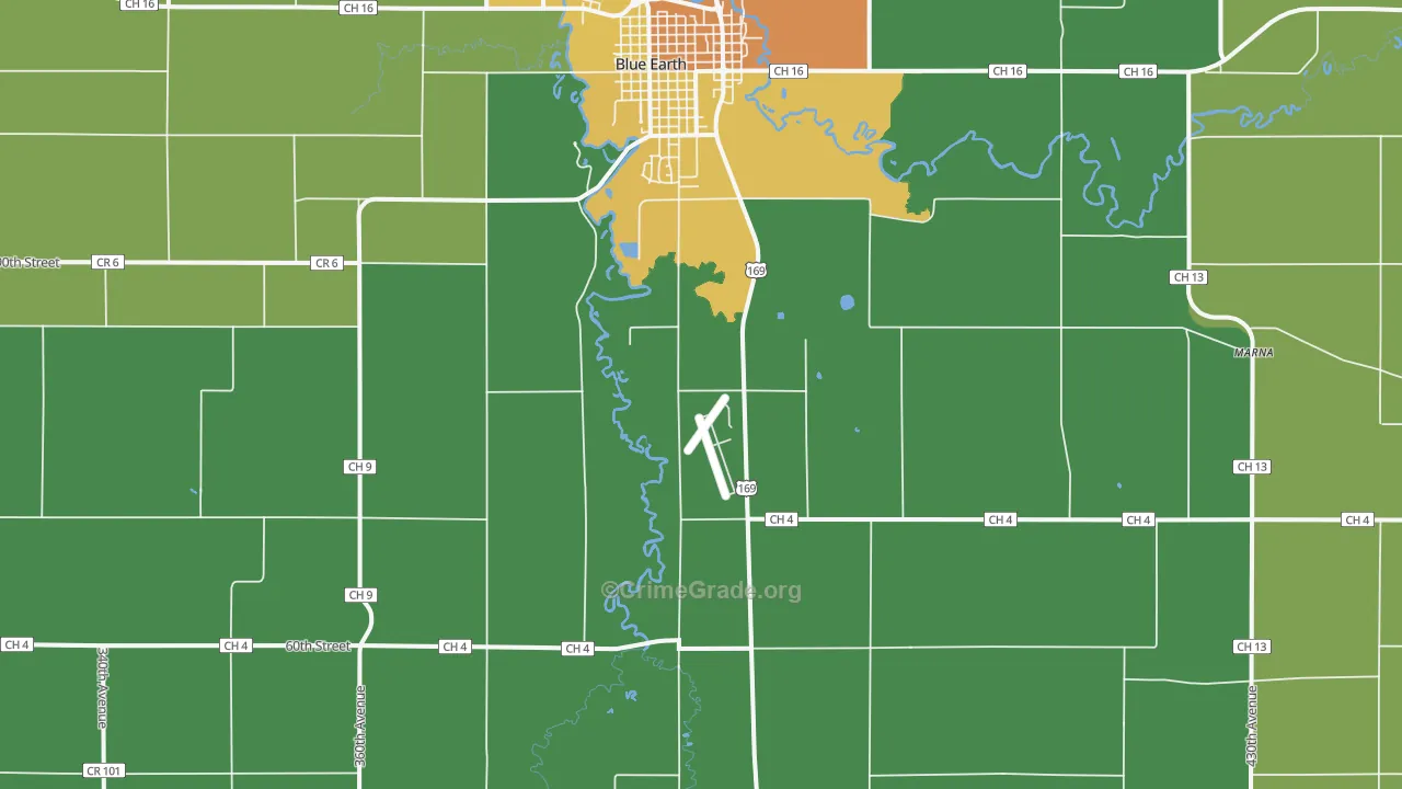 Dell, MN Map of Drug-Related Crime Rates