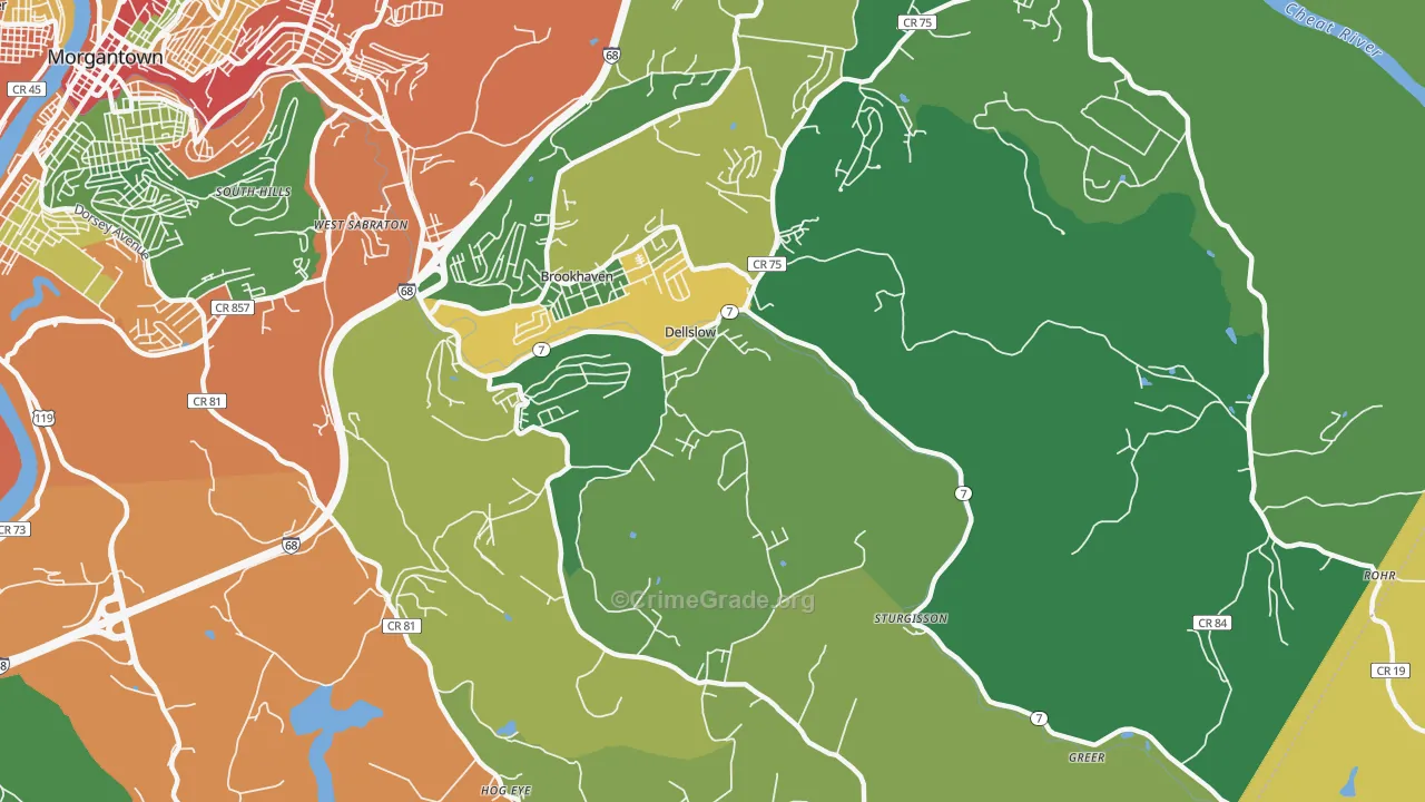 Dellslow, WV Map of Drug-Related Crime Rates