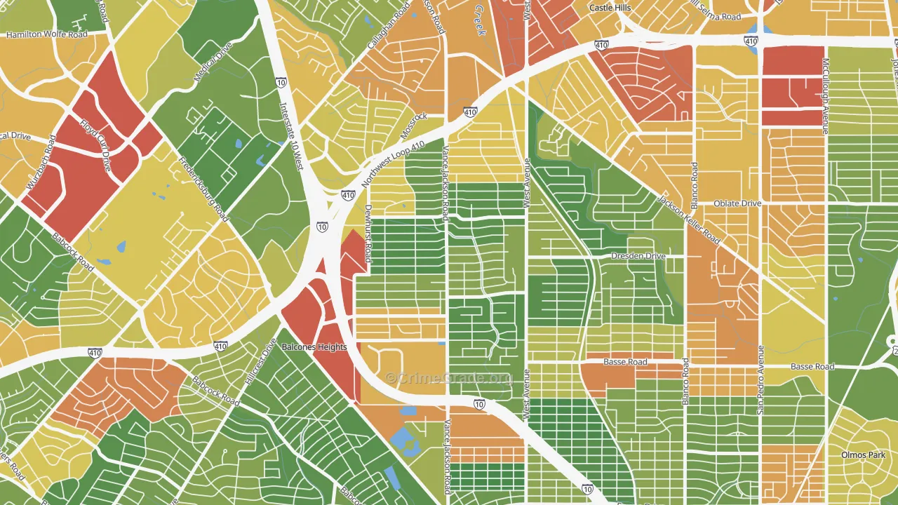 Dellview Area, San Antonio, TX Map of Drug-Related Crime Rates