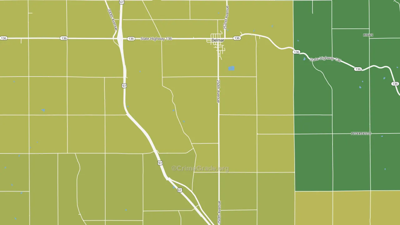 Delmar, IA Map of Drug-Related Crime Rates