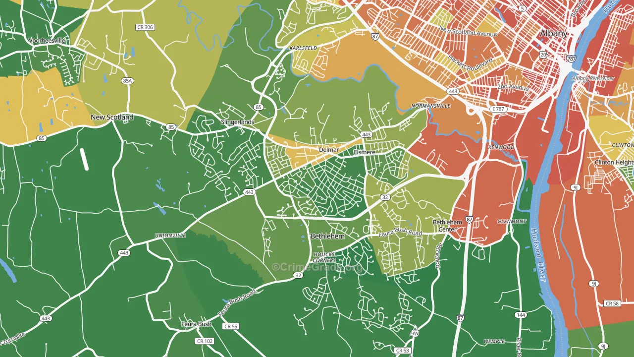 Delmar, NY Map of Drug-Related Crime Rates