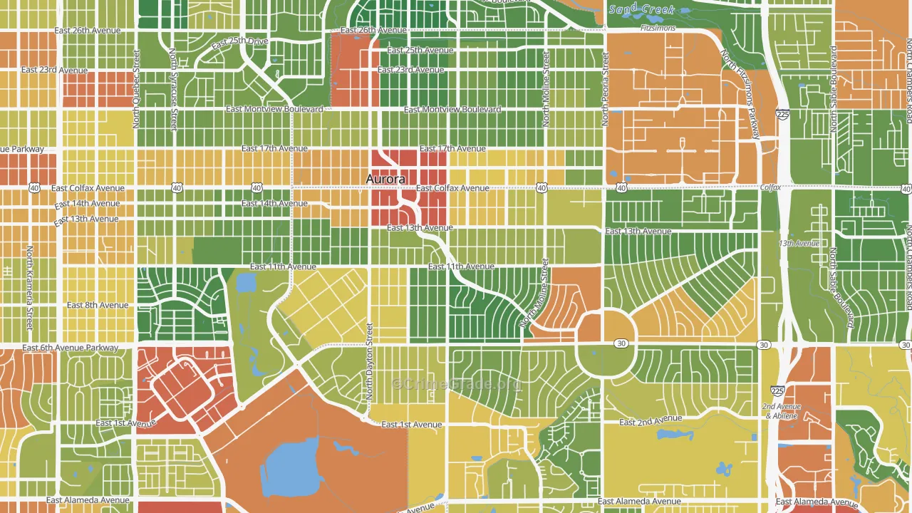 Delmar Parkway, Aurora, CO Map of Drug-Related Crime Rates