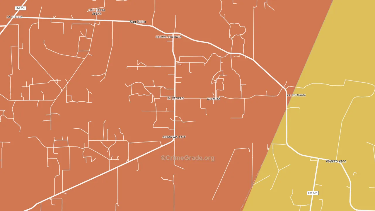 Delmita, TX Map of Drug-Related Crime Rates