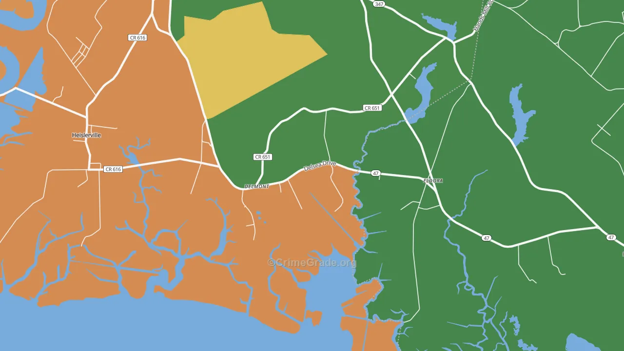 Delmont, NJ Map of Drug-Related Crime Rates