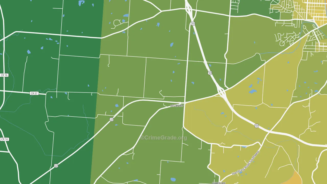 Delmont, OH Map of Drug-Related Crime Rates
