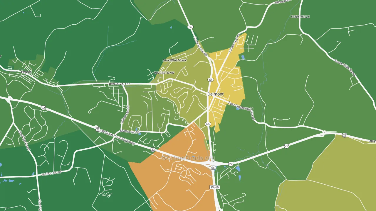 Delmont, PA Map of Drug-Related Crime Rates