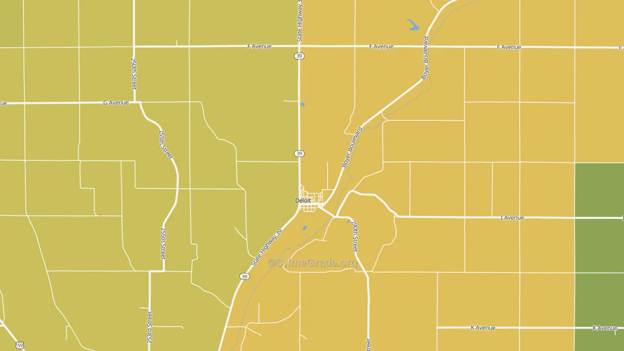 Deloit, IA Map of Drug-Related Crime Rates