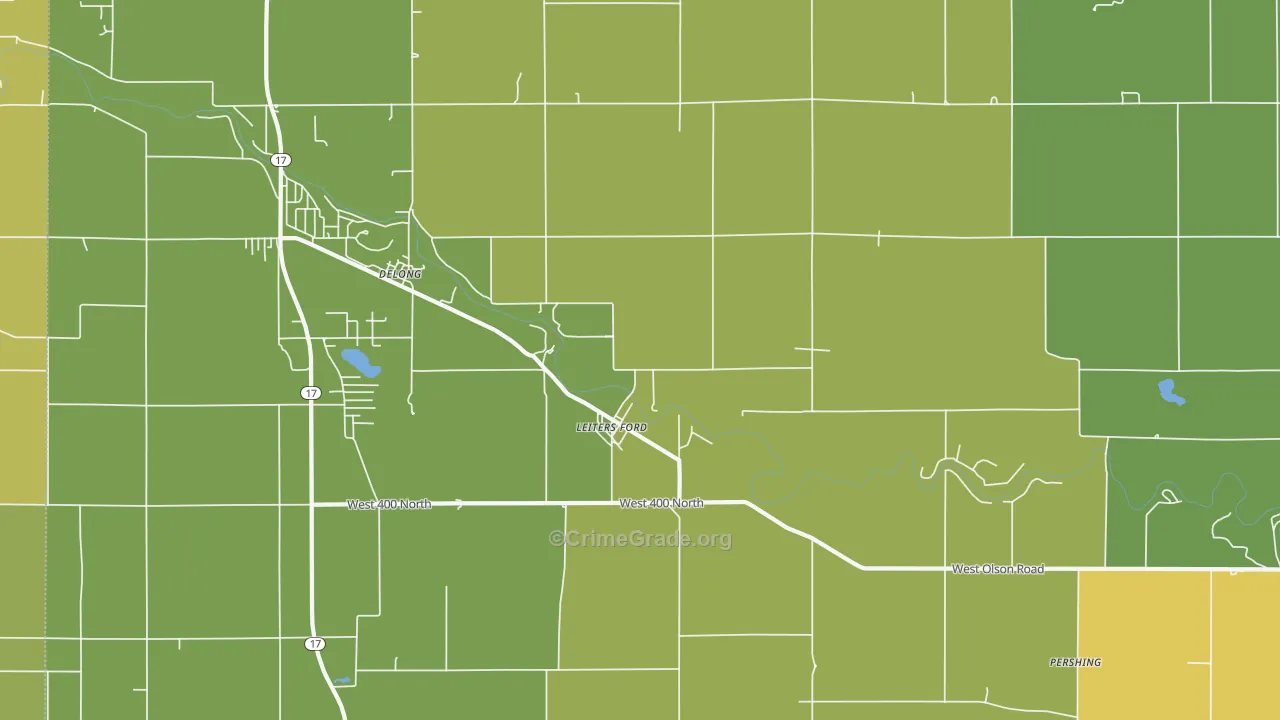 Delong, IN Map of Drug-Related Crime Rates