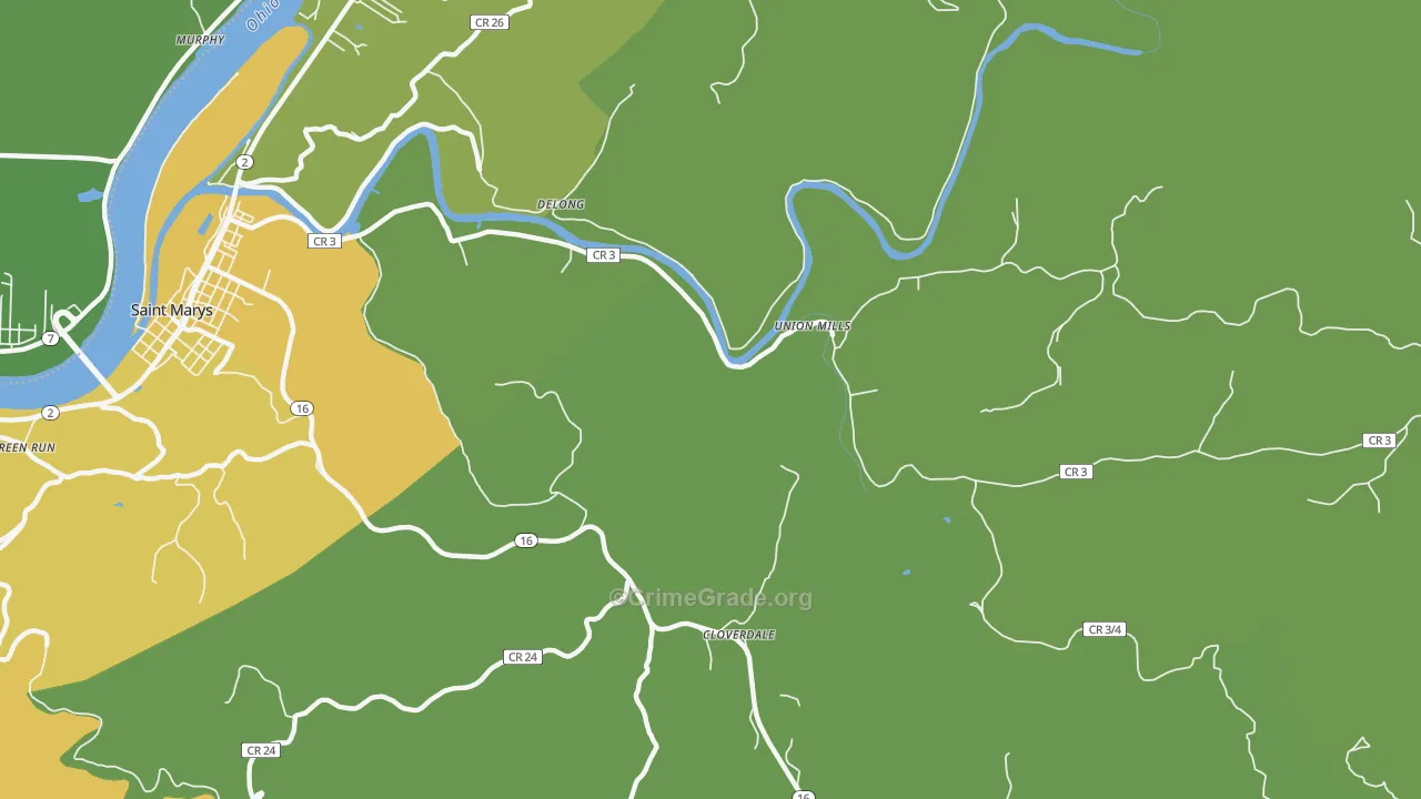 Delong, WV Map of Drug-Related Crime Rates