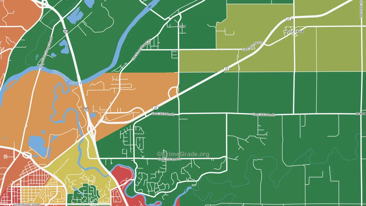 Delp, IN Map of Drug-Related Crime Rates