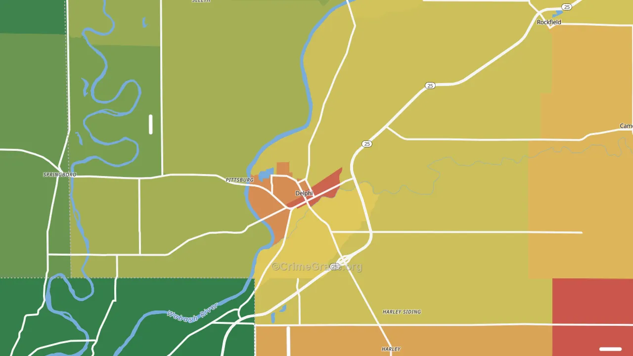 Delphi, IN Map of Drug-Related Crime Rates