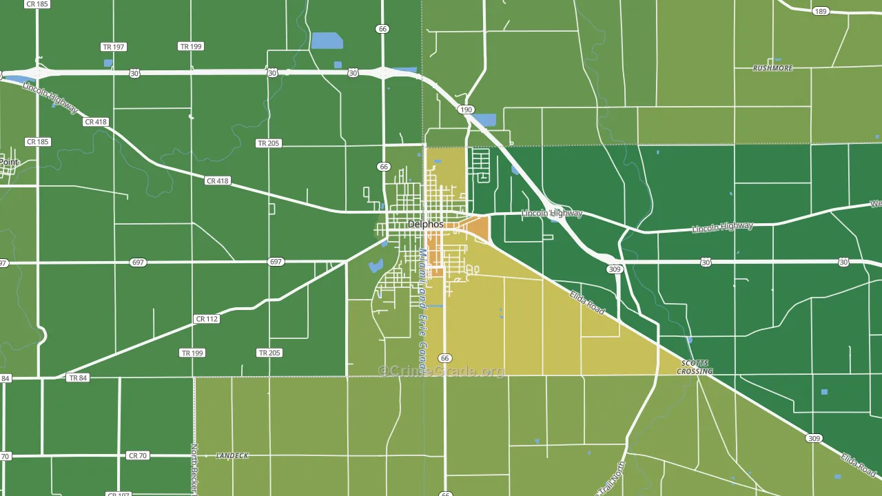 Delphos, OH Map of Drug-Related Crime Rates
