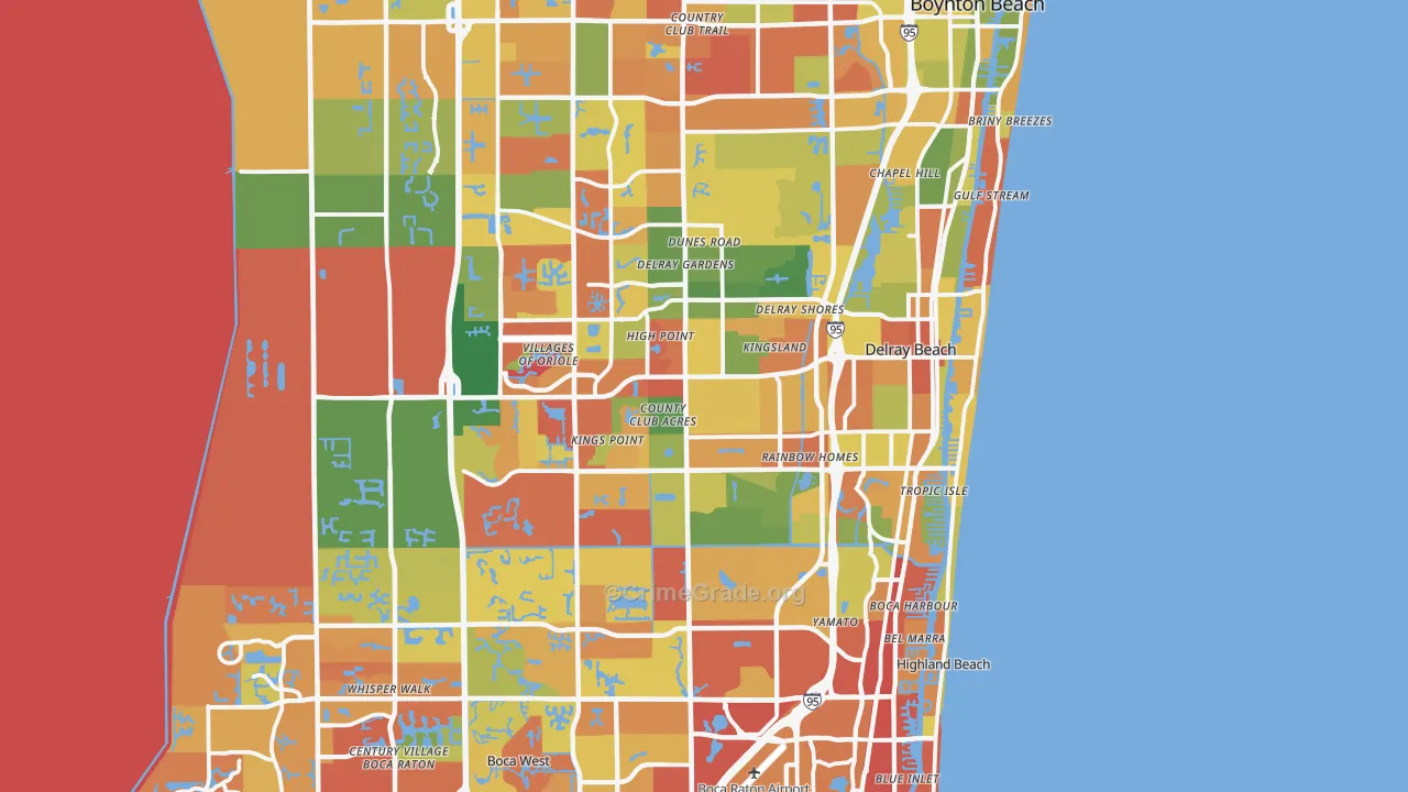Delray Beach, FL Map of Drug-Related Crime Rates
