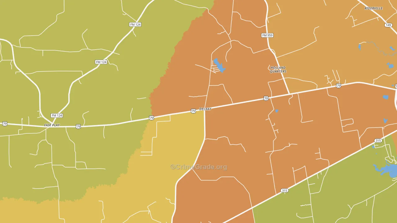 Delray, TX Map of Drug-Related Crime Rates