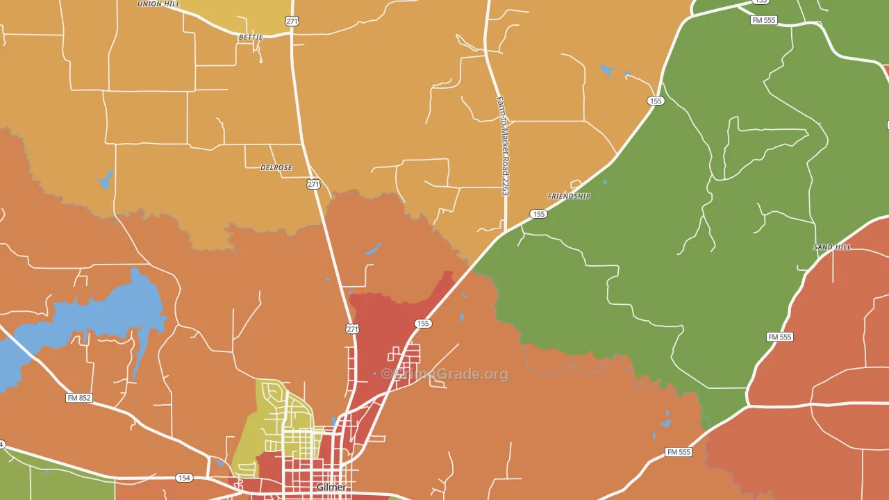 Delrose, TX Map of Drug-Related Crime Rates