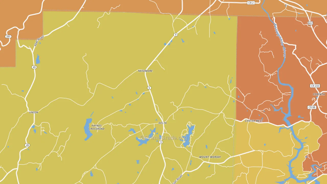 Delta, AL Map of Drug-Related Crime Rates