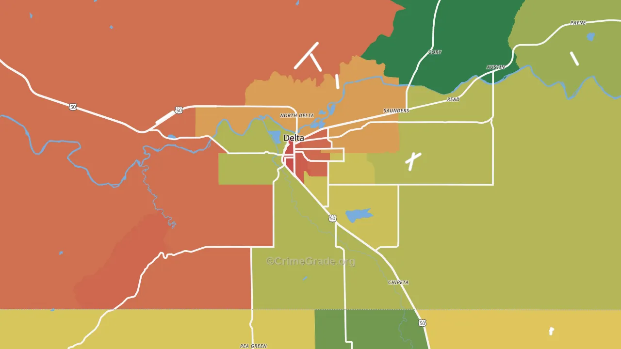 Delta, CO Map of Drug-Related Crime Rates