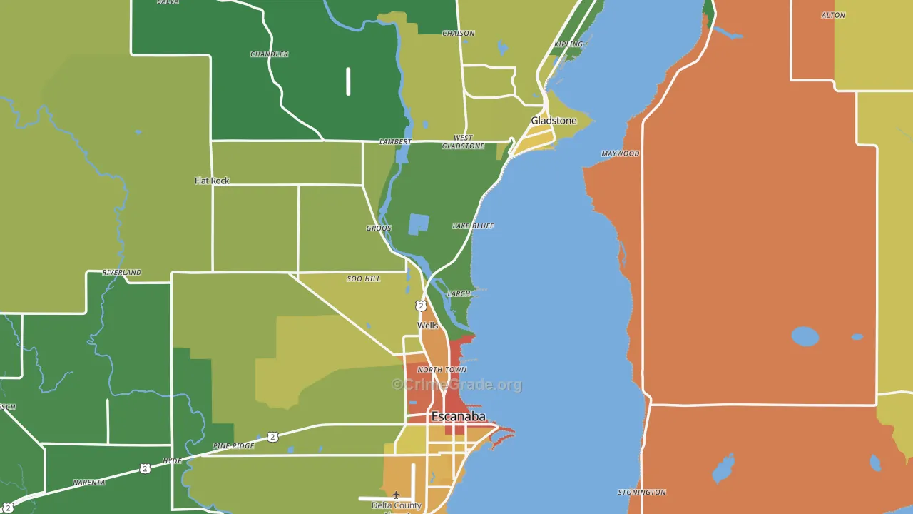 Delta County, MI Map of Drug-Related Crime Rates