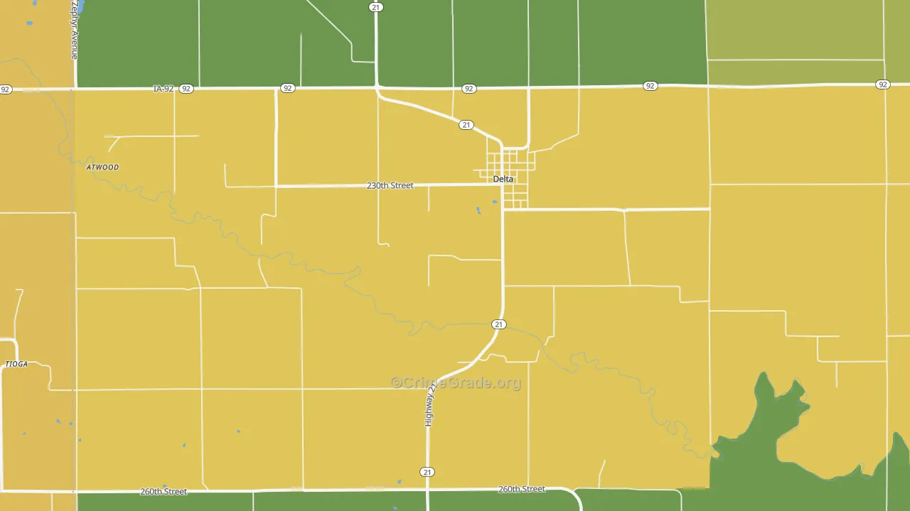 Delta, IA Map of Drug-Related Crime Rates