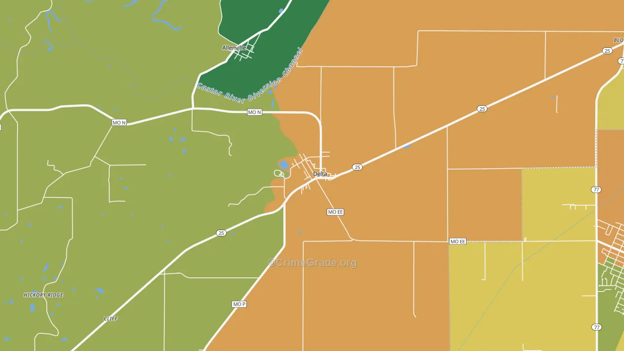 Delta, MO Map of Drug-Related Crime Rates